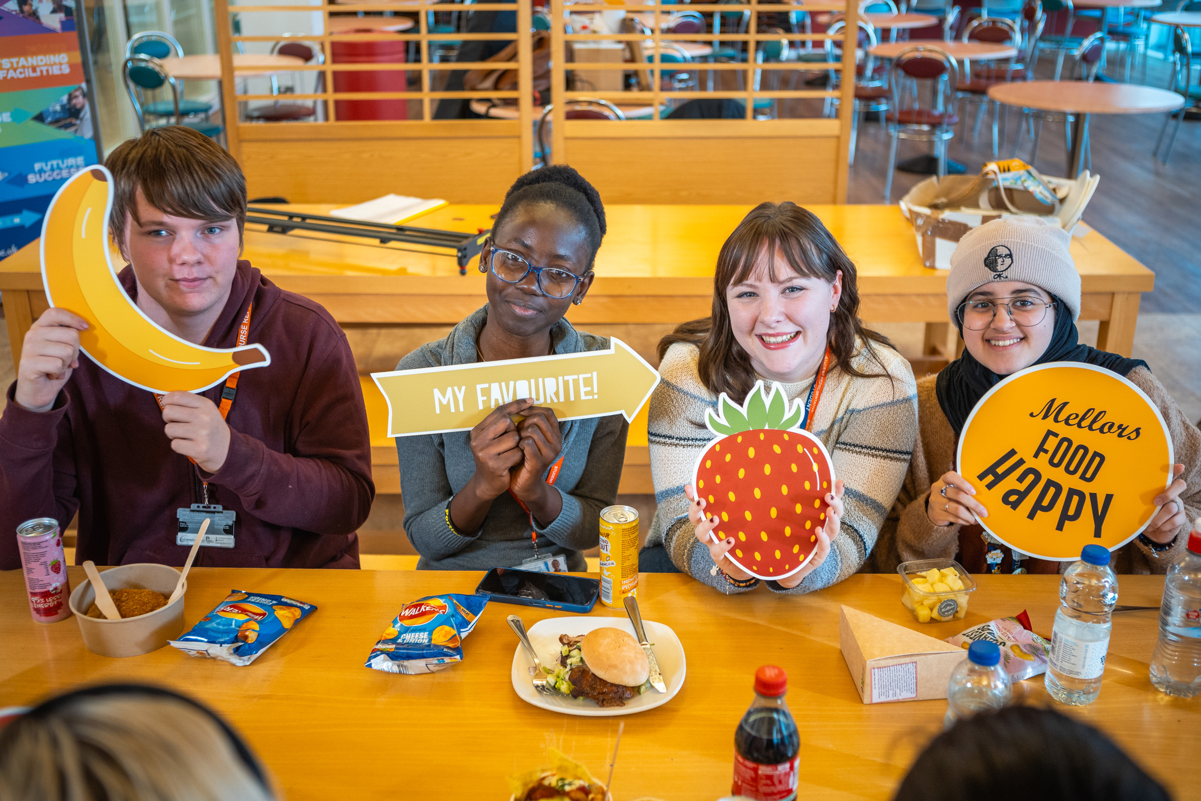 sixth form college students with mellors food