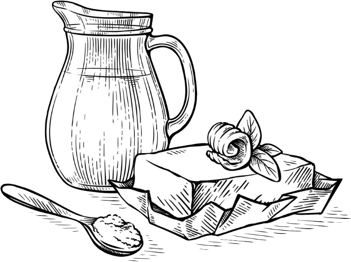 sketch-hand-drawn-jug-with-milk-and-butter